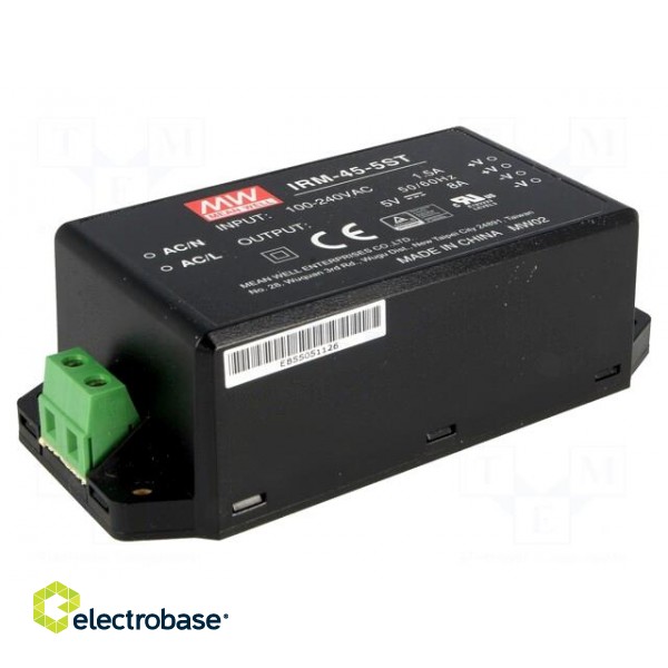 Power supply: switched-mode | modular | 40W | 5VDC | 109x52x33.5mm | 8A image 1