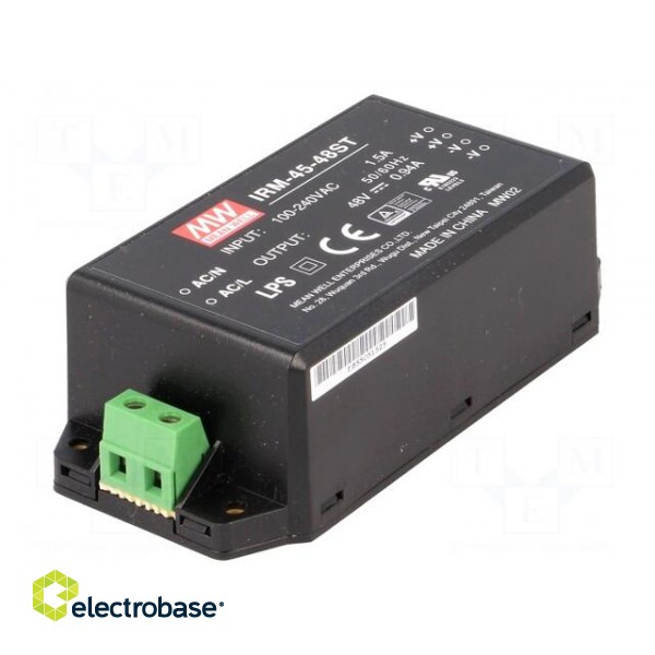 Power supply: switched-mode | modular | 45.12W | 48VDC | 0.94A | 280g image 1