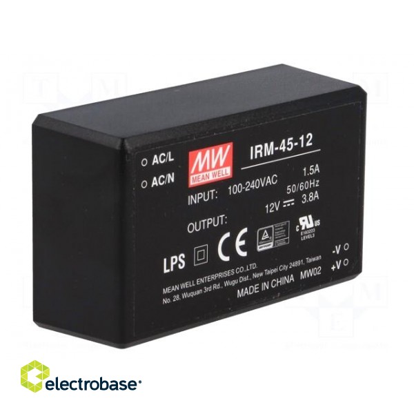 Converter: AC/DC | 45.6W | 85÷264VAC | 12VDC | Iout: 3800mA | OUT: 1 | PCB image 2