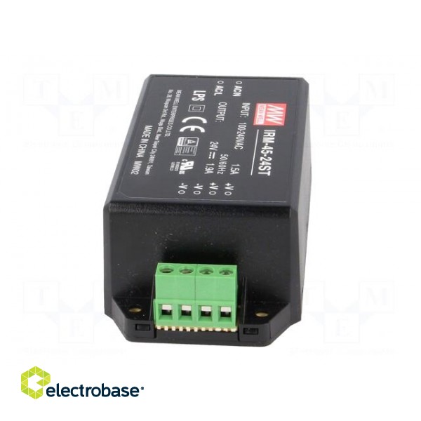 Power supply: switched-mode | modular | 45.6W | 24VDC | 109x52x33.5mm image 5