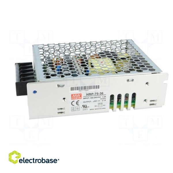 Power supply: switched-mode | modular | 75.6W | 36VDC | 129x98x38mm paveikslėlis 3