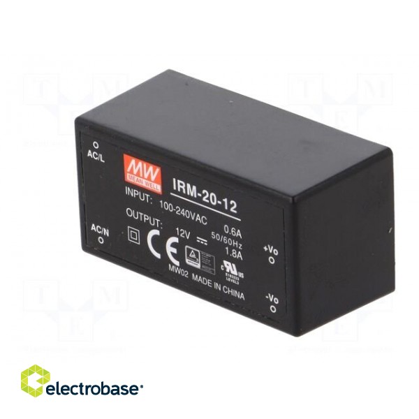 Power supply: switched-mode | modular | 21.6W | 12VDC | 1.8A | 59g | 84% image 4
