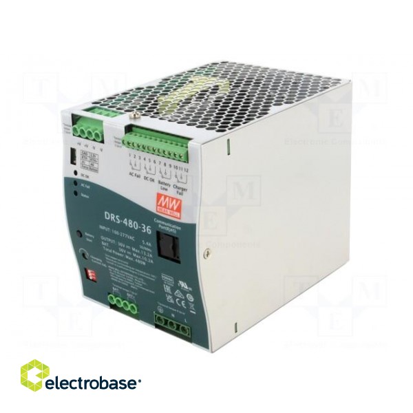 Power supply: buffer | for DIN rail | 480W | 36VDC | 10.2A | 90÷305VAC image 1