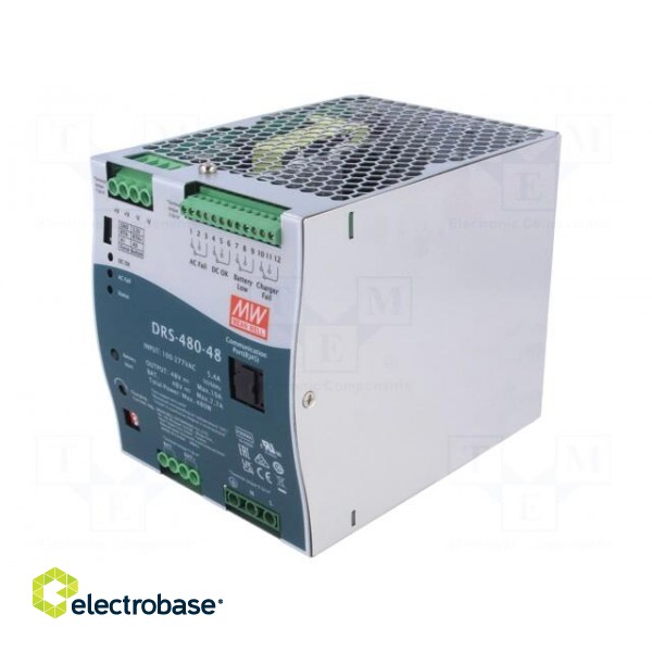 Power supply: buffer | for DIN rail | 480W | 48VDC | 7.7A | 90÷305VAC image 1