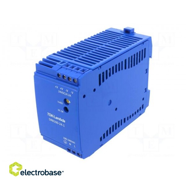 Power supply: switched-mode | for DIN rail | 100W | 24VDC | 4.2A | DRB