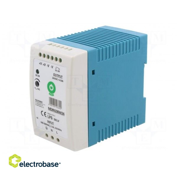 Power supply: switched-mode | for DIN rail | 100W | 24VDC | OUT: 1