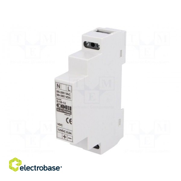 Power supply: switched-mode | 10W | 12VDC | 0.83A | 85÷265VAC | IP20 image 1