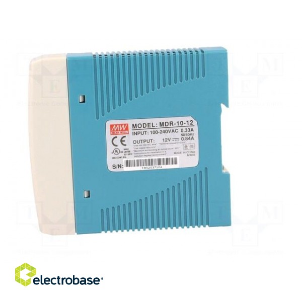 Power supply: switched-mode | for DIN rail | 10W | 12VDC | 0.84A | 81% фото 3