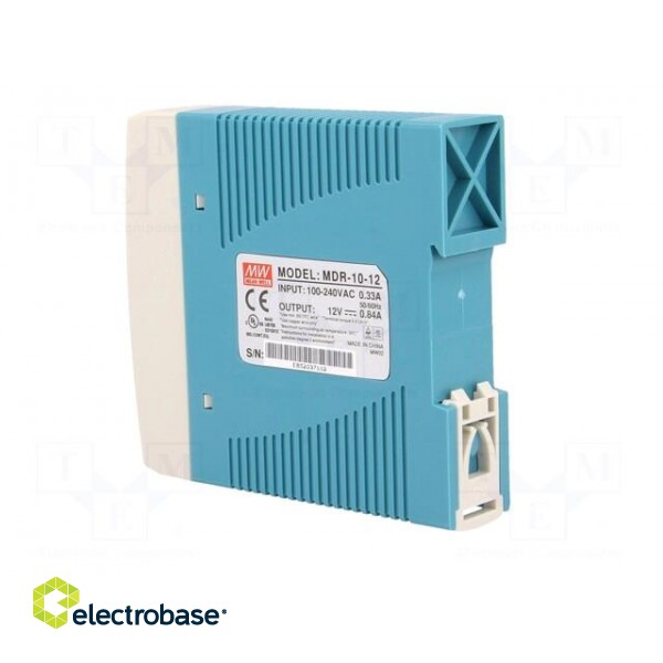 Power supply: switched-mode | for DIN rail | 10W | 12VDC | 0.84A | 81% paveikslėlis 4