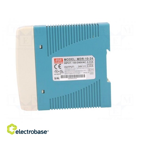 Power supply: switched-mode | for DIN rail | 10W | 24VDC | 0.42A | 84% фото 3
