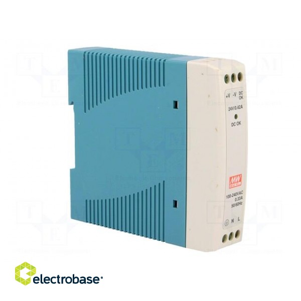 Power supply: switched-mode | for DIN rail | 10W | 24VDC | 0.42A | 84% image 8