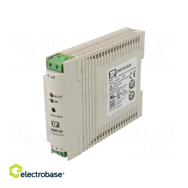 Power supply: switched-mode | for DIN rail | 10W | 24VDC | 420mA | 76% image 1