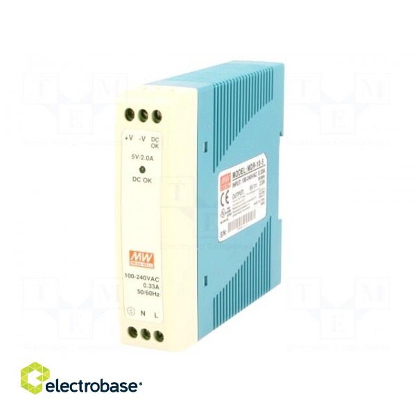 Power supply: switched-mode | 10W | 5VDC | 2A | 85÷264VAC | 120÷370VDC paveikslėlis 2