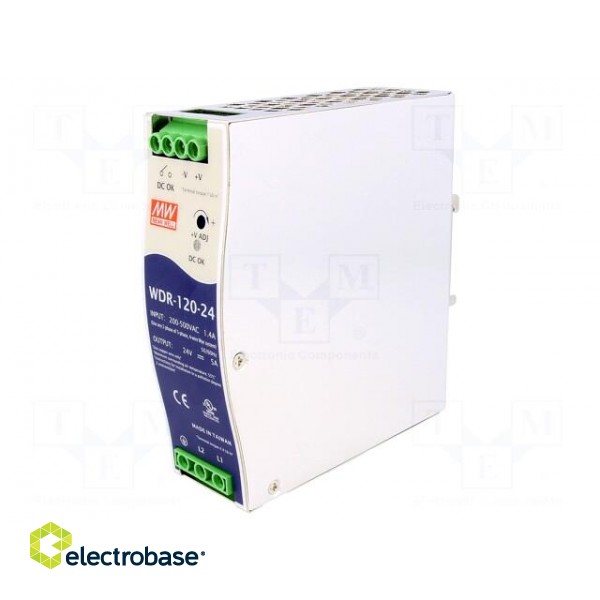 Power supply: switched-mode | for DIN rail | 120W | 24VDC | 5A | OUT: 1 image 1