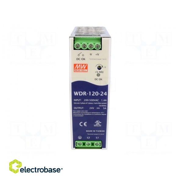 Power supply: switched-mode | for DIN rail | 120W | 24VDC | 5A | OUT: 1 image 9
