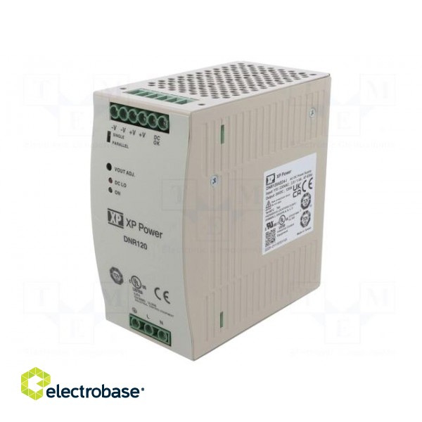 Power supply: switching | for DIN rail | 120W | 24VDC | 5A | 210÷375VDC image 1