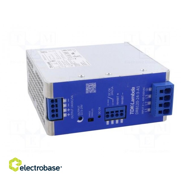 Power supply: switched-mode | for DIN rail | 120W | 24VDC | 5A | 89÷91% image 9