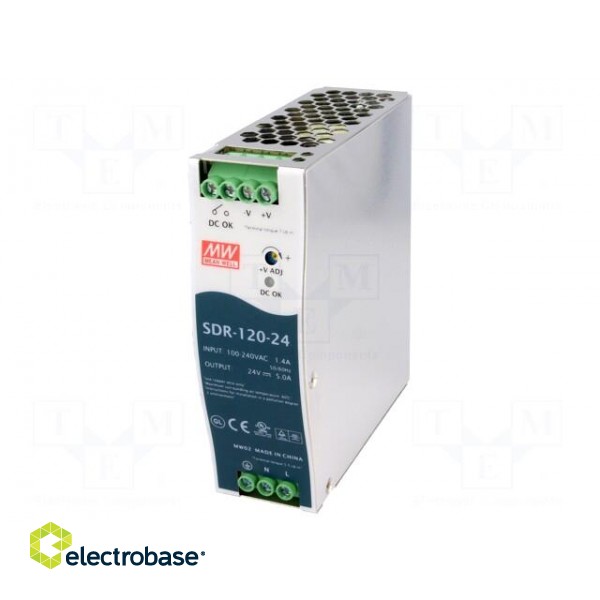 Power supply: switched-mode | for DIN rail | 120W | 24VDC | 5A | OUT: 1 image 1