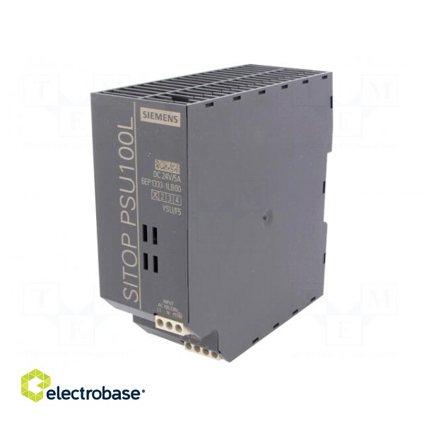 Power supply: switched-mode | for DIN rail | 120W | 24VDC | 5A | IP20 paveikslėlis 1