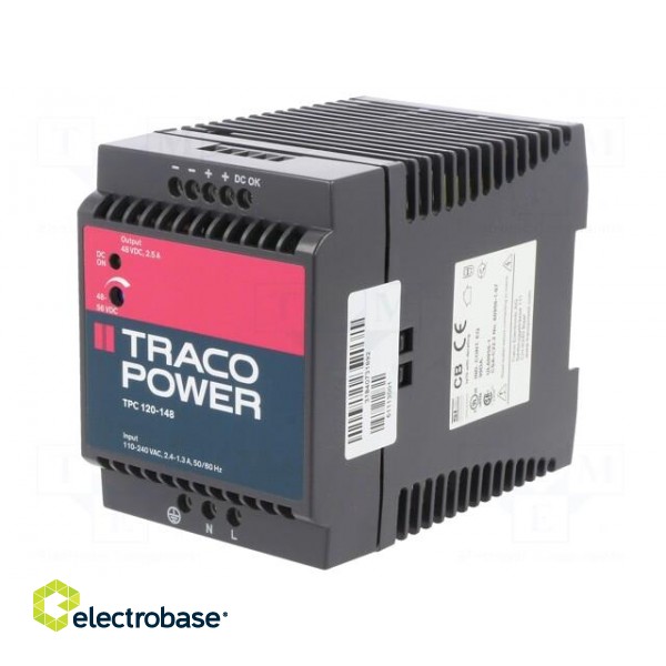 Power supply: switched-mode | 120W | 48VDC | 48÷56VDC | 2.5A | 440g image 1