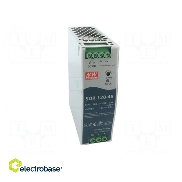 Power supply: switched-mode | for DIN rail | 120W | 48VDC | 2.5A фото 9