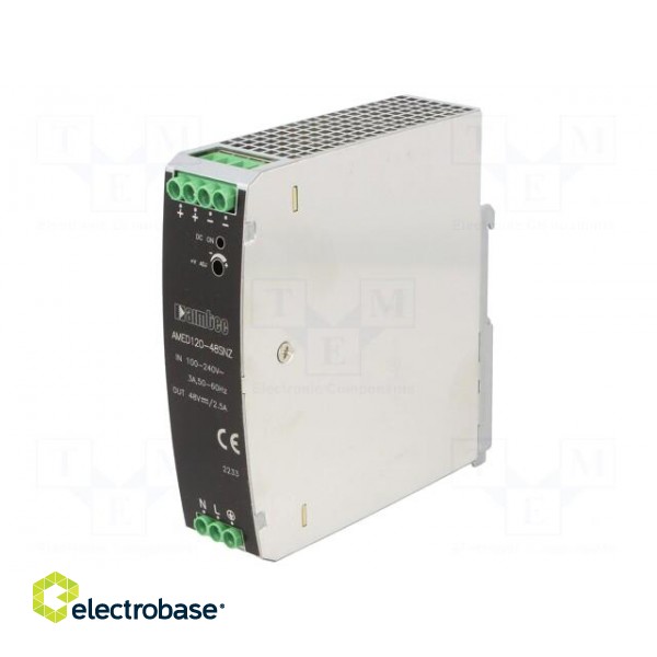 Power supply: switched-mode | for DIN rail | 120W | 48VDC | 2.5A | 89% image 1