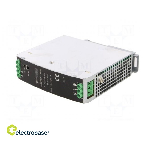 Power supply: switched-mode | for DIN rail | 120W | 48VDC | 2.5A | 89% paveikslėlis 2