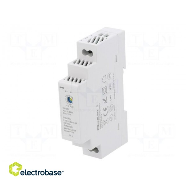 Power supply: switched-mode | for DIN rail | 15W | 24VDC | 0.625A image 1