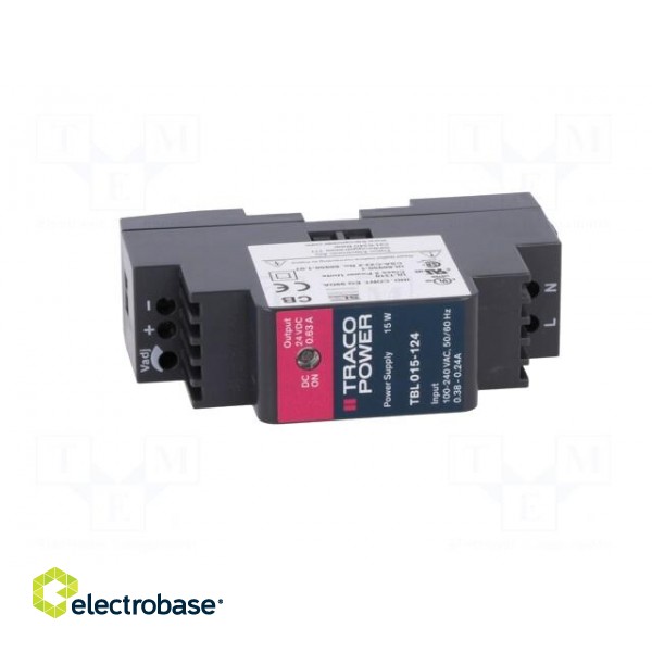 Power supply: switched-mode | 15W | 24VDC | 24÷28VDC | 0.63A | 100g фото 10