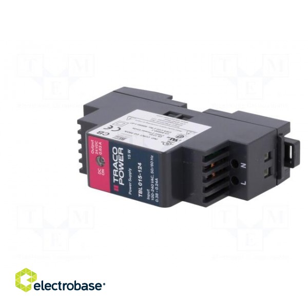 Power supply: switched-mode | 15W | 24VDC | 24÷28VDC | 0.63A | 100g paveikslėlis 3