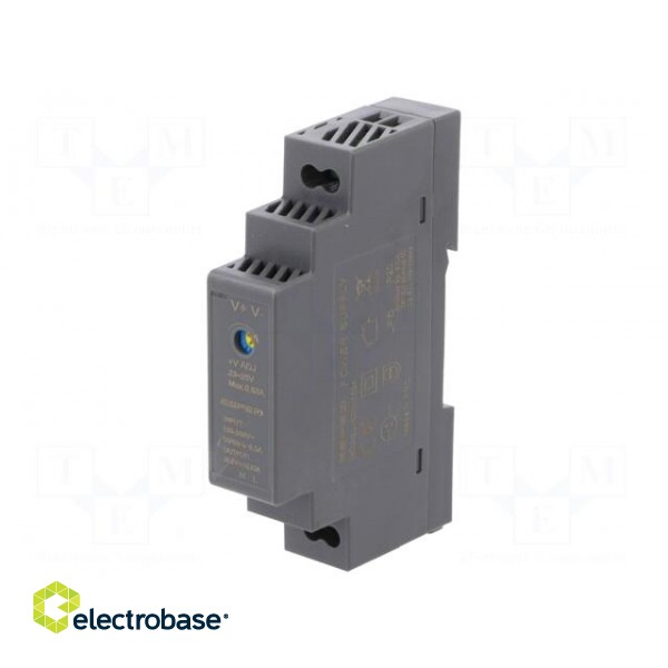 Power supply: switched-mode | for DIN rail | 15W | 24VDC | 630mA | 85% paveikslėlis 1