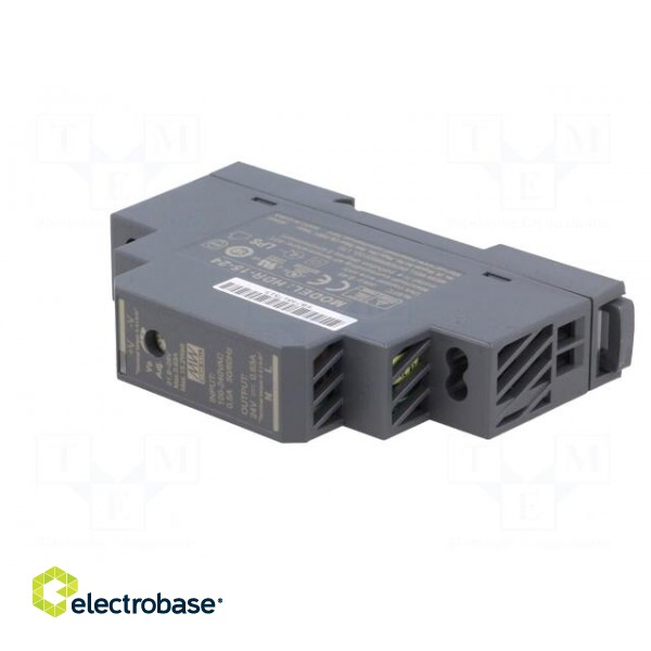 Power supply: switched-mode | for DIN rail | 15W | 24VDC | 630mA | 86% фото 2
