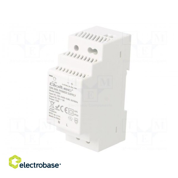Power supply: switched-mode | for DIN rail | 15W | 5VDC | 3A | IP20 paveikslėlis 1