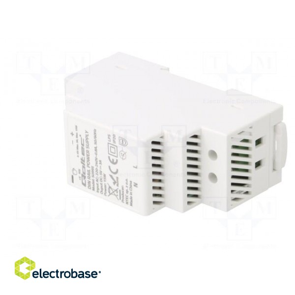 Power supply: switched-mode | for DIN rail | 15W | 5VDC | 3A | IP20 фото 2