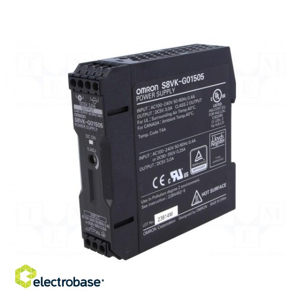 Power supply: switched-mode | 15W | 5VDC | 3A | 85÷264VAC | 90÷350VDC image 1