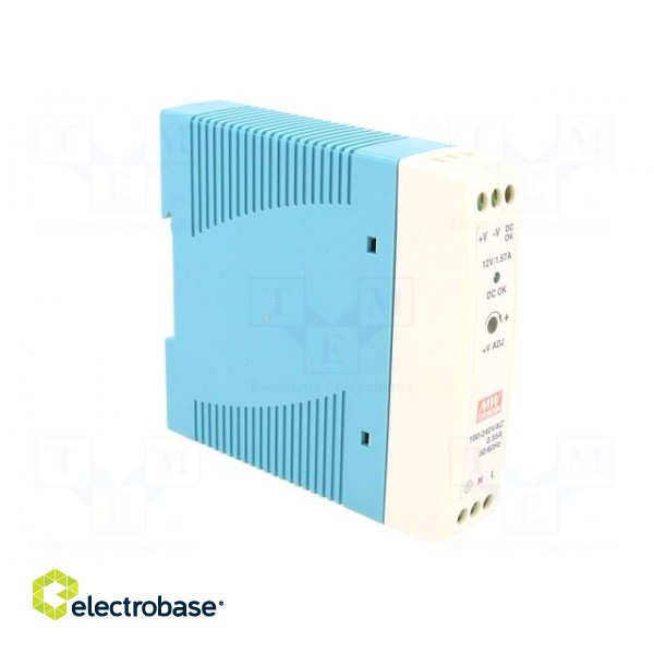Power supply: switched-mode | for DIN rail | 20W | 12VDC | 1.67A | 80% image 8