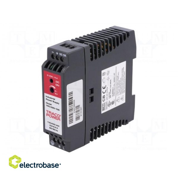 Power supply: switched-mode | 20W | 5VDC | 5÷6VDC | 4A | 85÷264VAC | 160g image 1