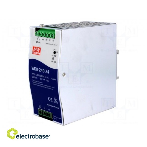 Power supply: switched-mode | for DIN rail | 240W | 24VDC | 10A | OUT: 1 image 1