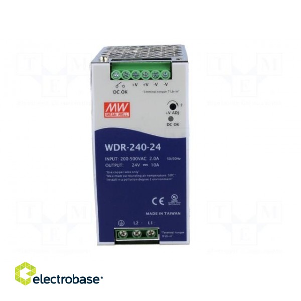Power supply: switched-mode | for DIN rail | 240W | 24VDC | 10A | OUT: 1 фото 9