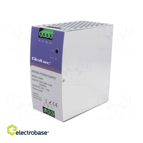 Power supply: switched-mode | for DIN rail | 240W | 24VDC | 10A | IP20 paveikslėlis 1