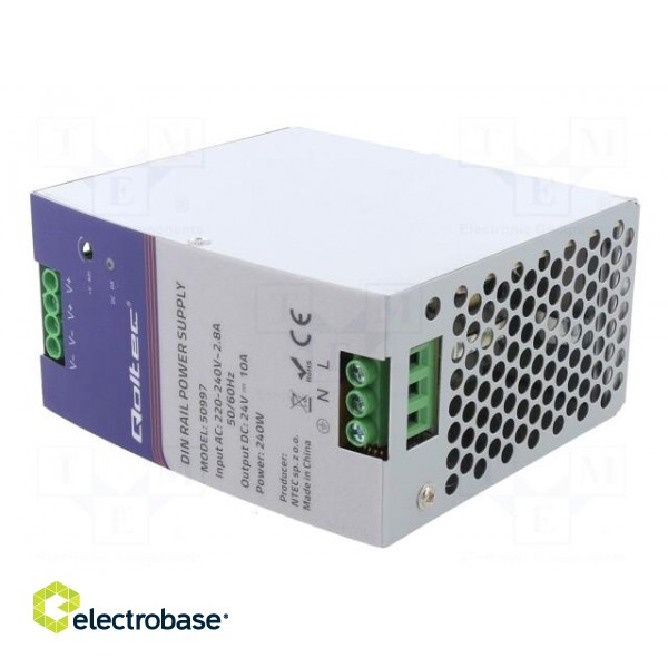 Power supply: switched-mode | for DIN rail | 240W | 24VDC | 10A | IP20 paveikslėlis 2