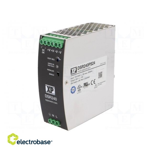 Power supply: switched-mode | for DIN rail | 240W | 24VDC | 10A | 94% фото 1