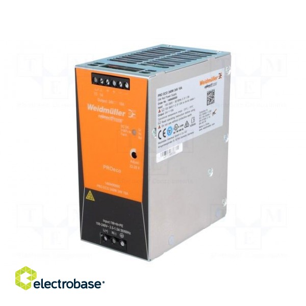 Power supply: switched-mode | 240W | 24VDC | 10A | 85÷264VAC | 1kg | 90% paveikslėlis 1