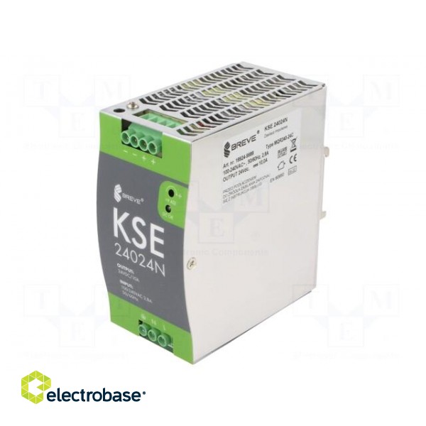 Power supply: switched-mode | for DIN rail | 240W | 24VDC | 10A | IP20 image 1