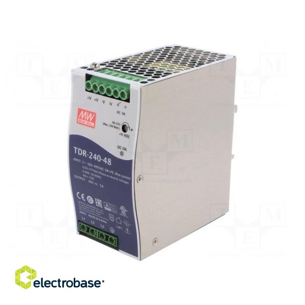Power supply: switched-mode | 240W | 48VDC | 5A | 480÷780VDC | 1kg | 92% image 1