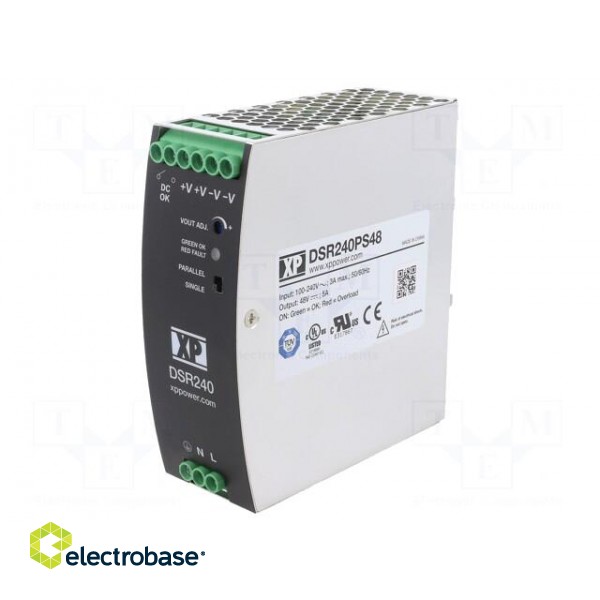 Power supply: switched-mode | for DIN rail | 240W | 48VDC | 5A | 93% paveikslėlis 1