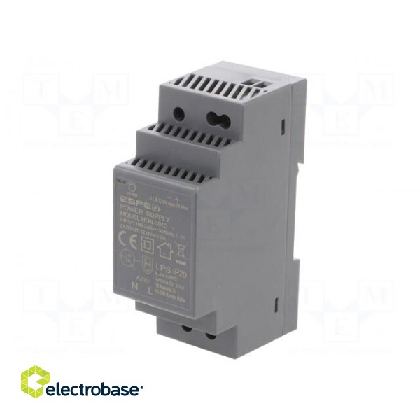 Power supply: switched-mode | for DIN rail | 24W | 12VDC | 2A | OUT: 1 фото 1