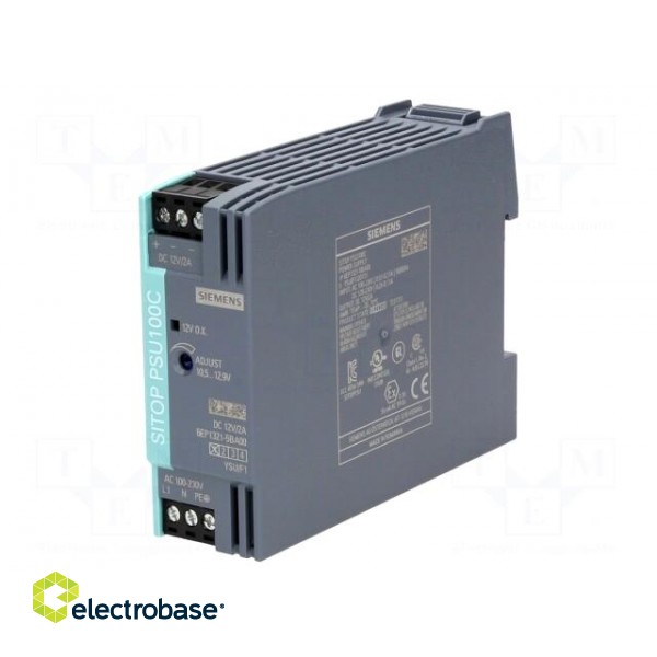 Power supply: switched-mode | for DIN rail | 24W | 12VDC | 2A | IP20 image 1
