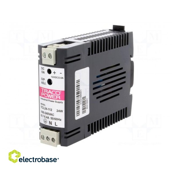 Power supply: switched-mode | for DIN rail | 24W | 12VDC | 2A | IP20 image 1