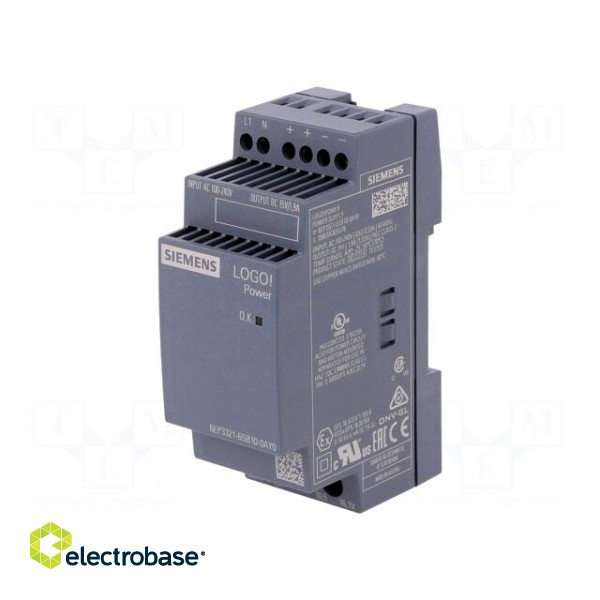 Power supply: switched-mode | for DIN rail | 28.5W | 15VDC | 1.9A image 1